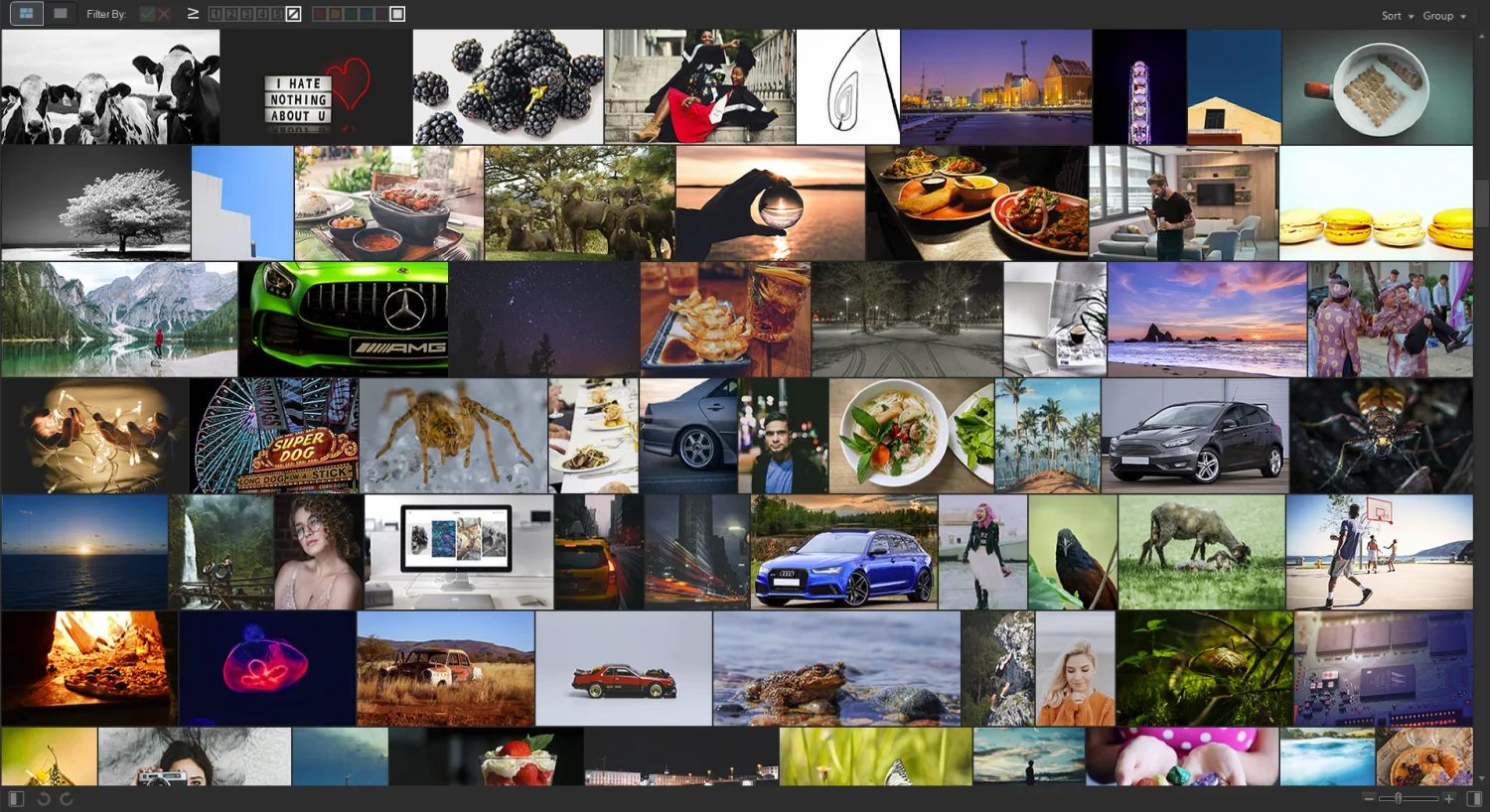 The ACDSee Photo Studio Media module with a mosaic grid of thumbnails