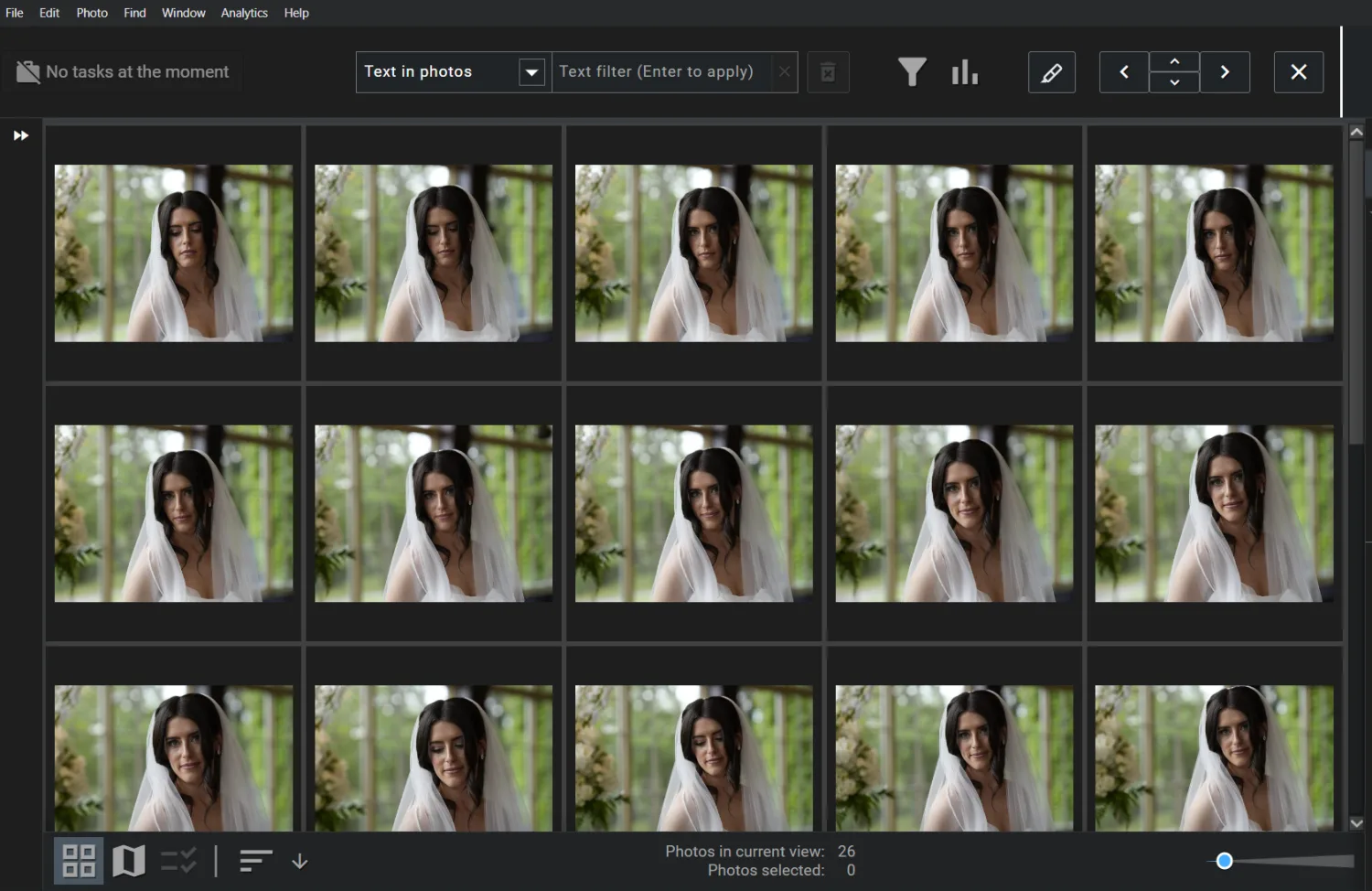 A group of visually similar bridal portraits in Excire Foto 2027