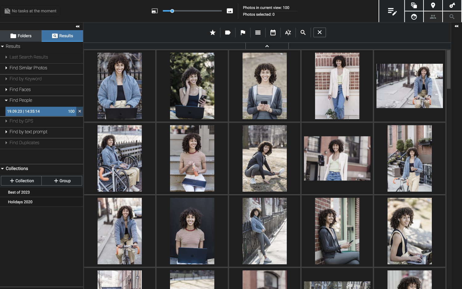 Excire's Find People search result the best photo organization software with facial recognition