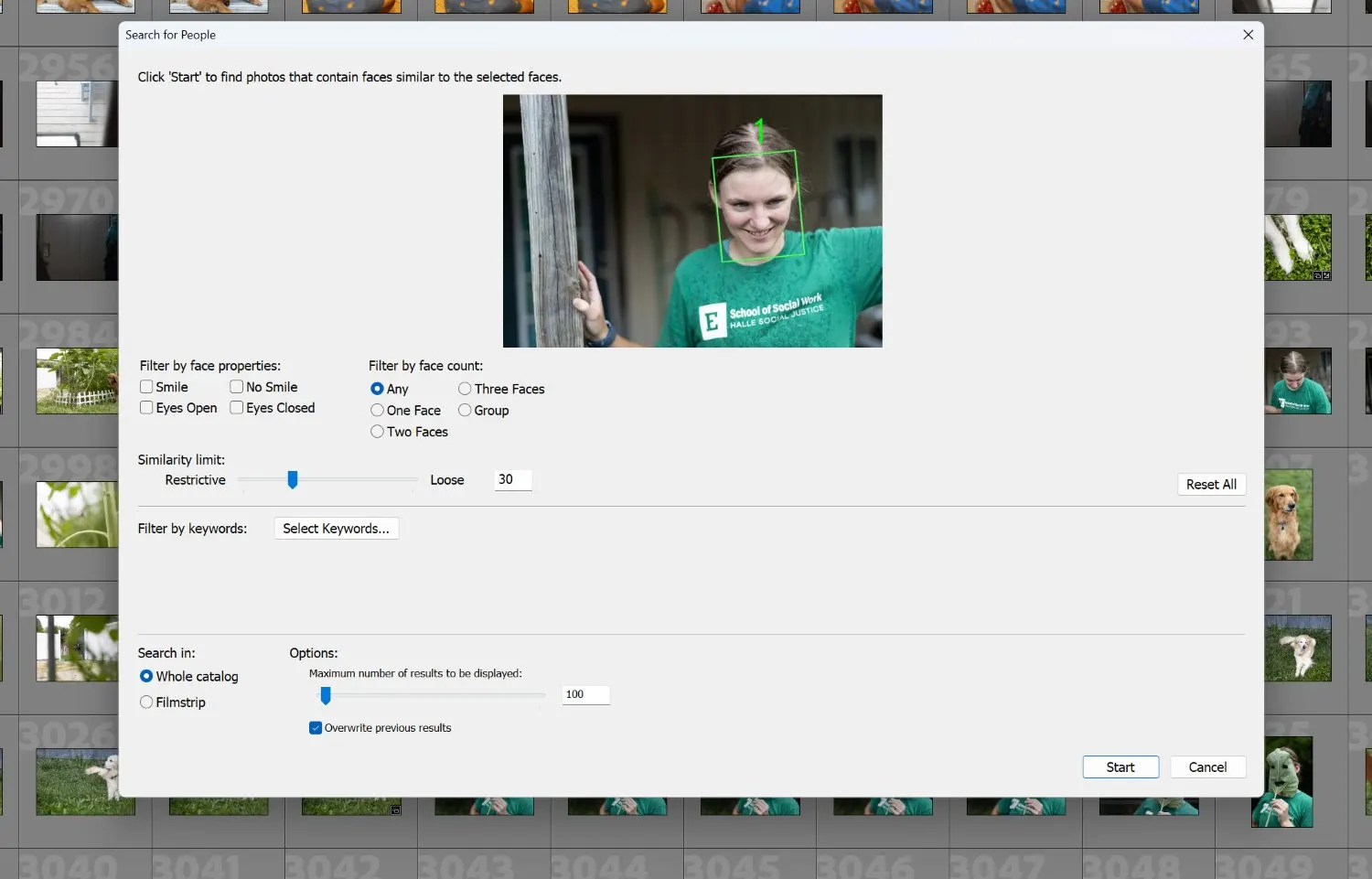 Lightroom Classic screenshot with the Search for People tool open