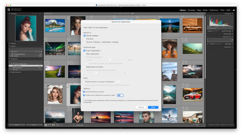 Excire Search 2026 duplicate search tool