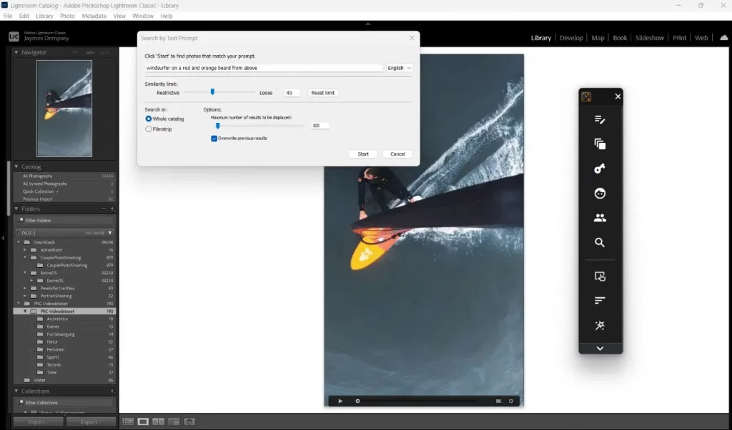 Searching for videos in Excire Search 2026