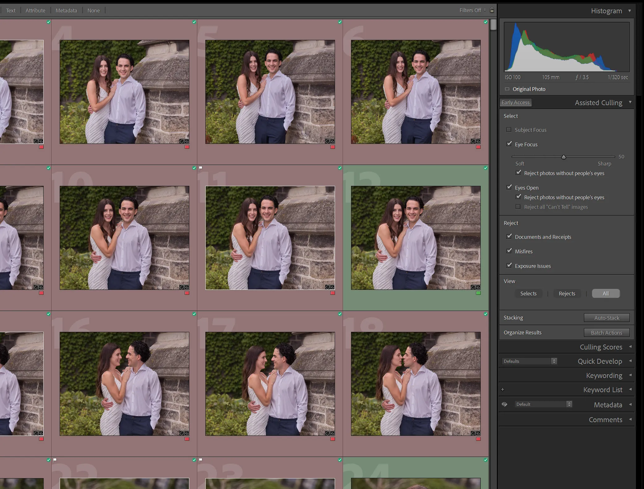 Lightroom Classic assisted culling in action