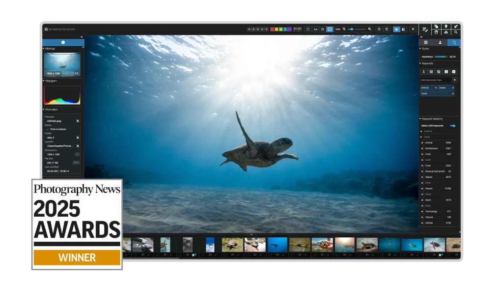 Excire Foto software with Photography News Awards overlay