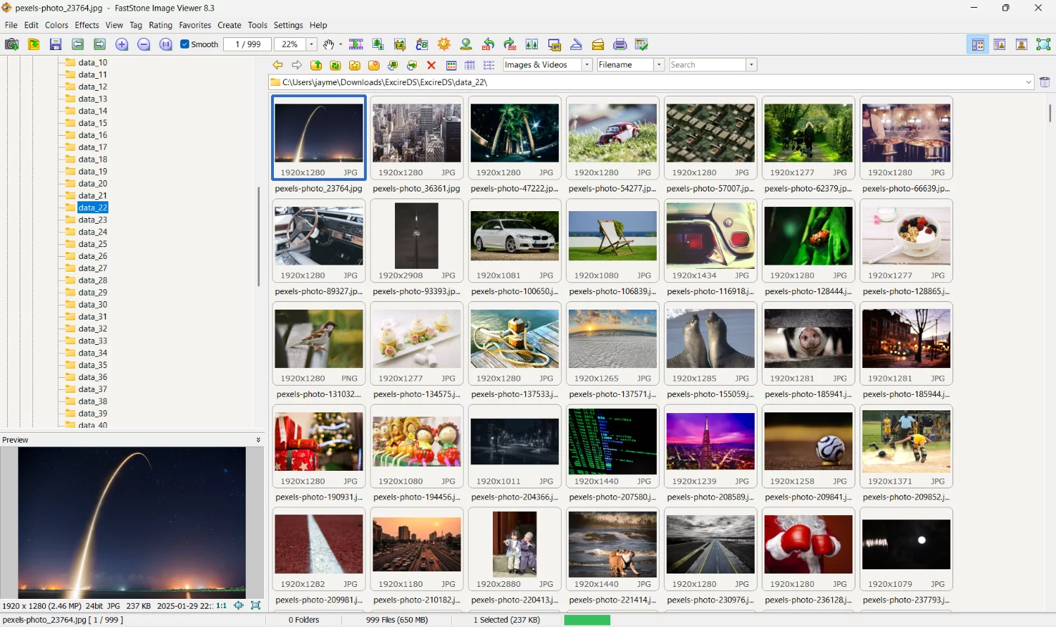 FastStone main grid with image thumbnails