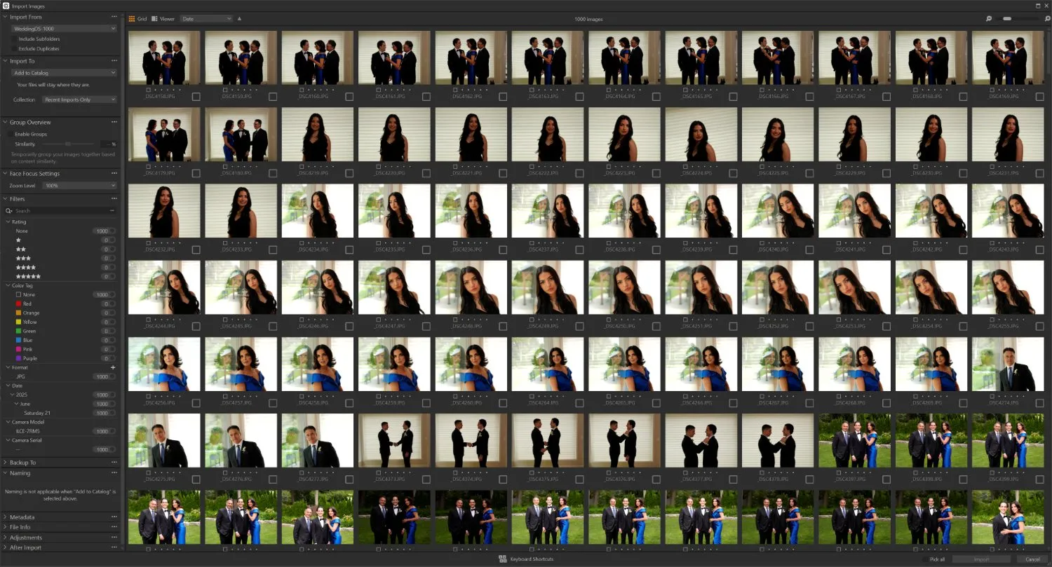 Capture One grid of images