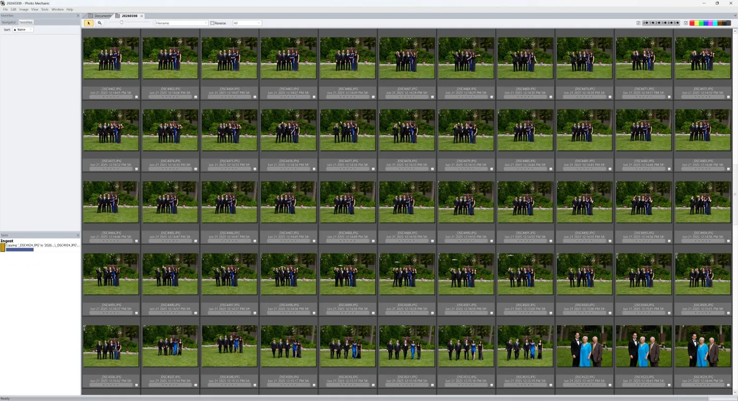 Photo Mechanic main interface with image grid