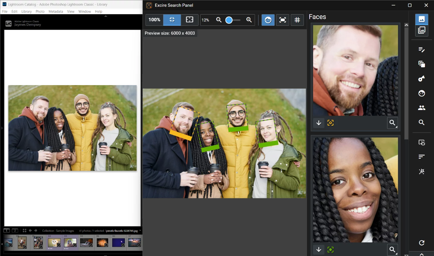 Excire Search 2026 Lightroom Classic plugin with panel open