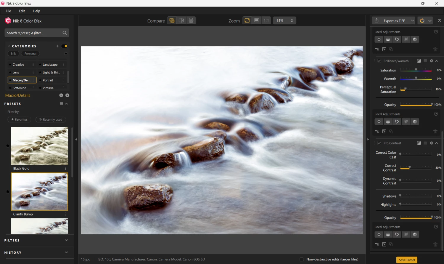 Nik 8 Color Efex window with long-exposure water Image