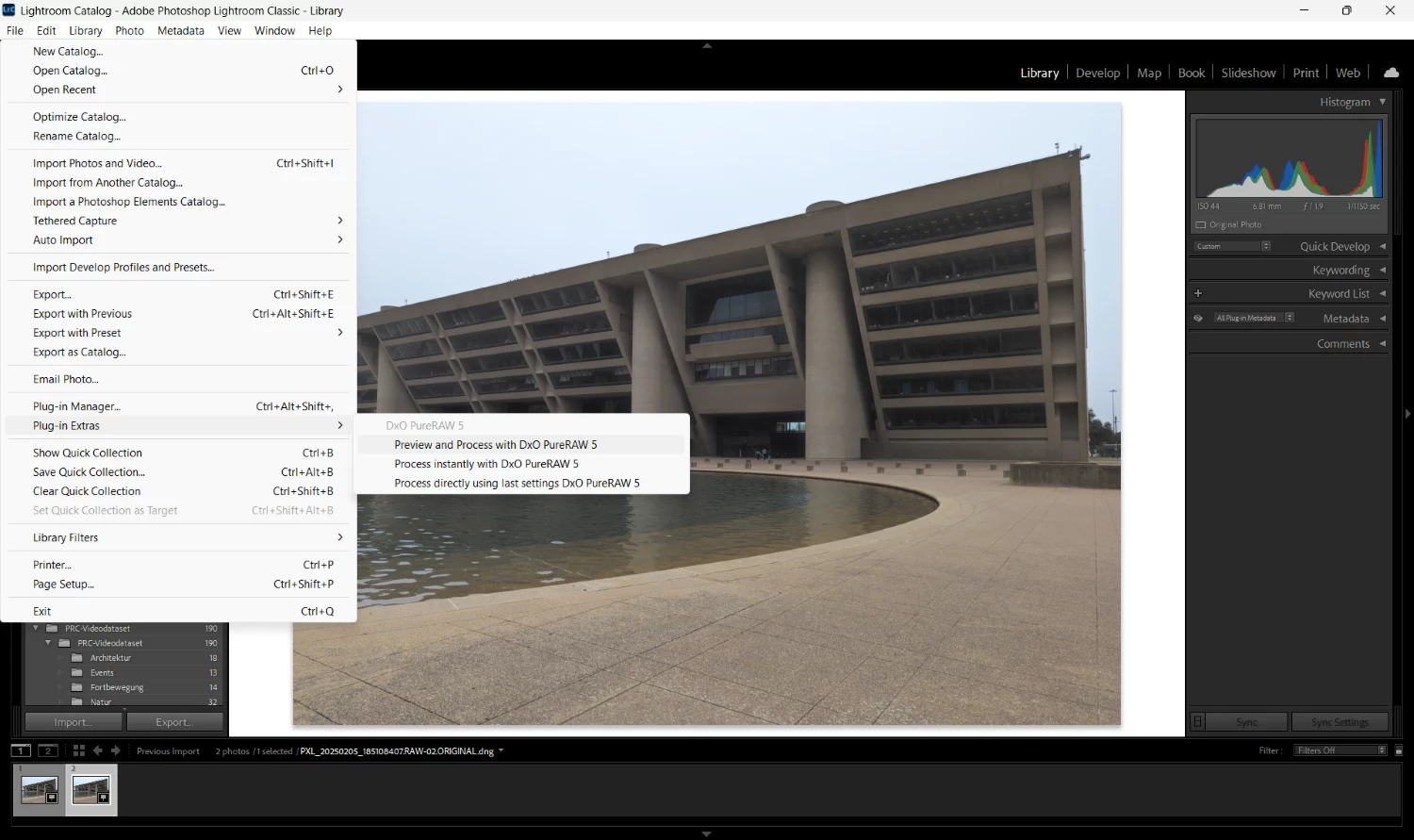 DxO PureRAW 5 plugin launch in Lightroom Classic