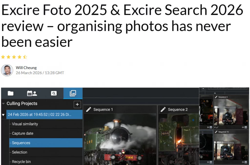 Amateur Photographer gives Excire 4.5 out of 5 stars in a review